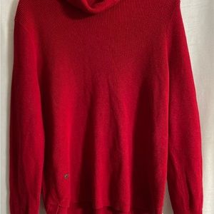 Red 1X Ralph Lauren long sleeve turtleneck cotton sweater.